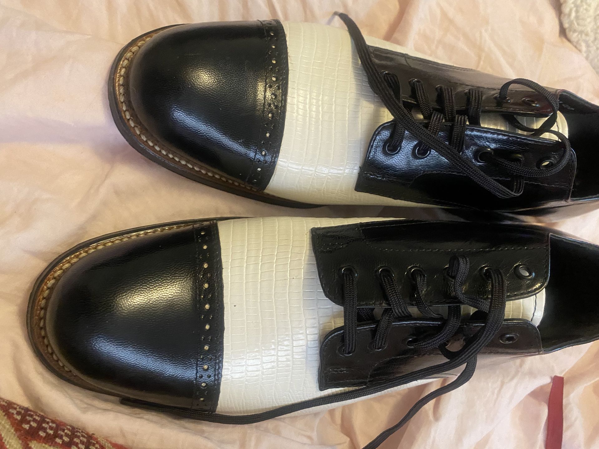 Men Stacy Adams Shoes Madison White And Black Cap Toe Snake Skin - photo 3