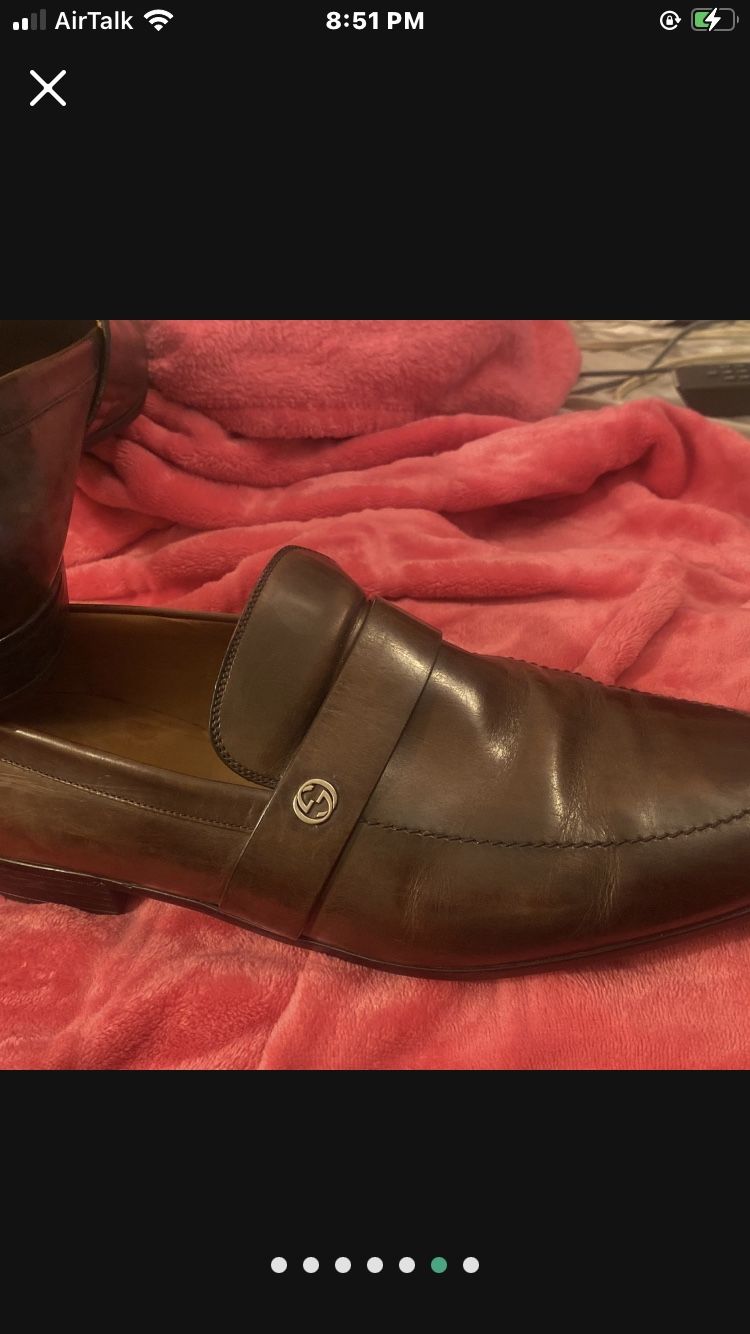 Men Gucci Shoes Brown Leather Loafers - photo 2