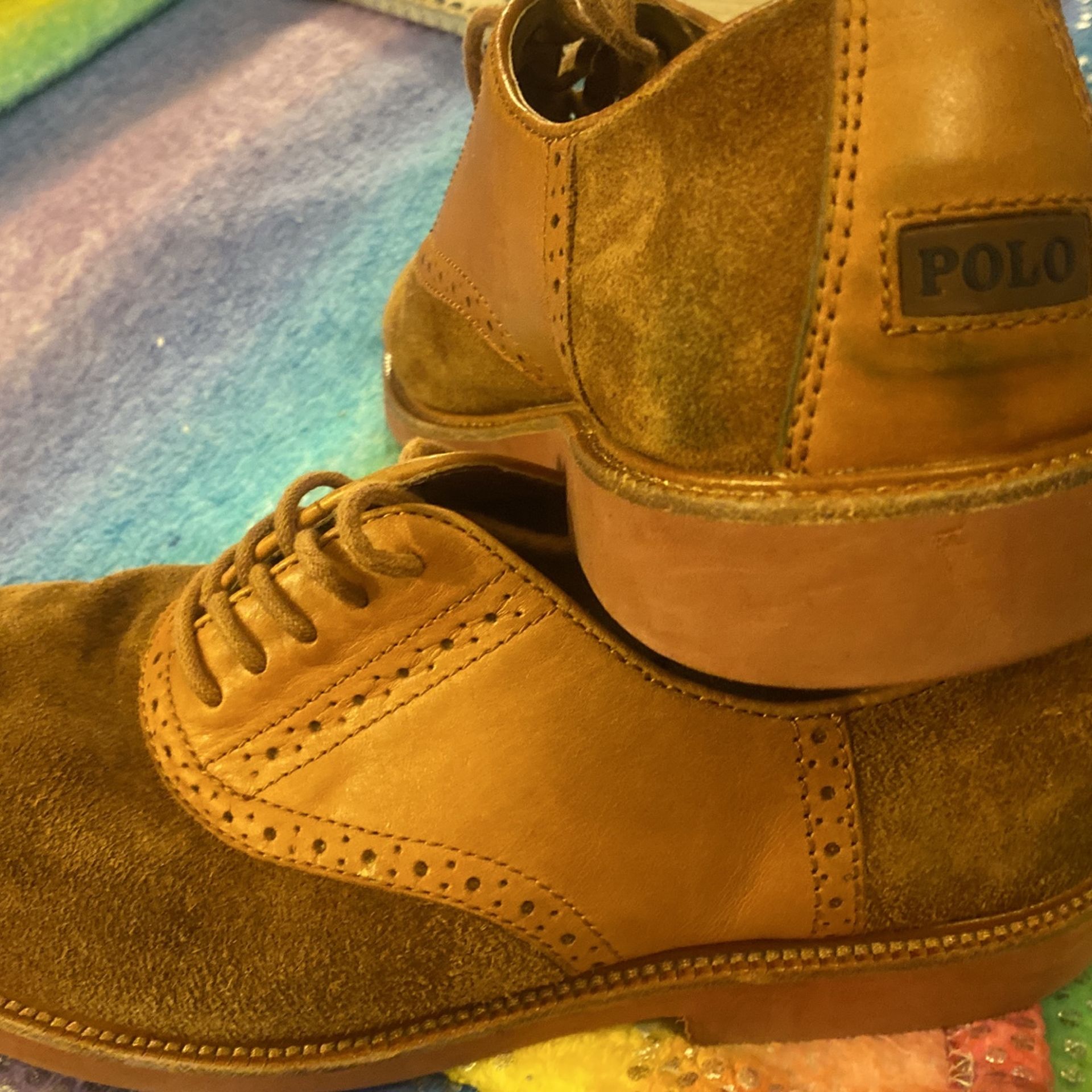 Men Polo Ralph Lauren Brown Suede Oxford Shoes Sz 9 D - photo 4