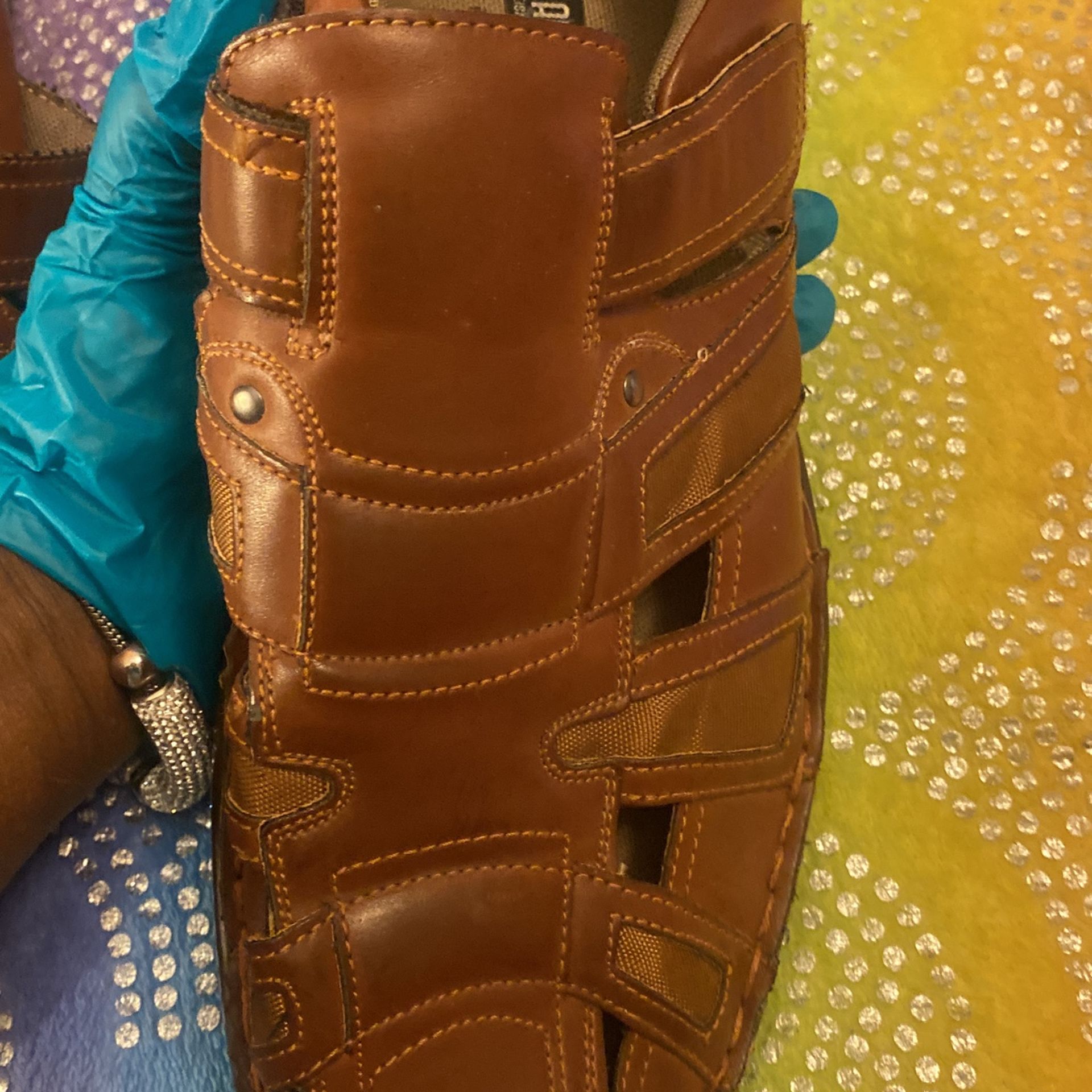 Men Stacy Adams Brown Leather Sandals Shoes With Straps Size 12 - photo 4