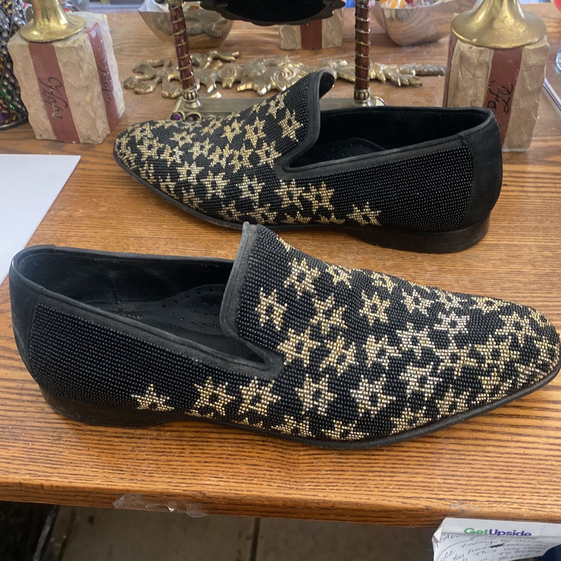 Men Donald J Pliner Shoes Black Gold Beaded Slip On 8 M - photo 2