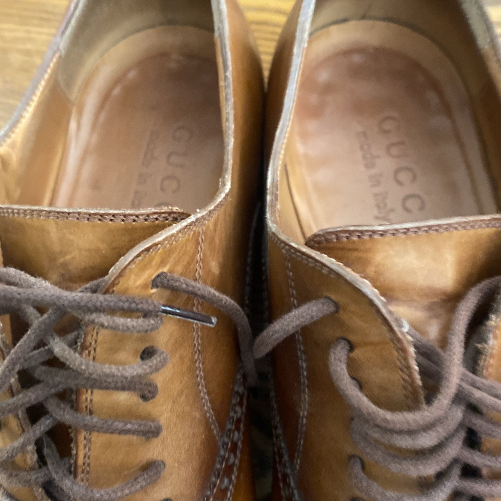 Men Gucci Brown Leather Oxford Brogue Shoes Size 6 - photo 2