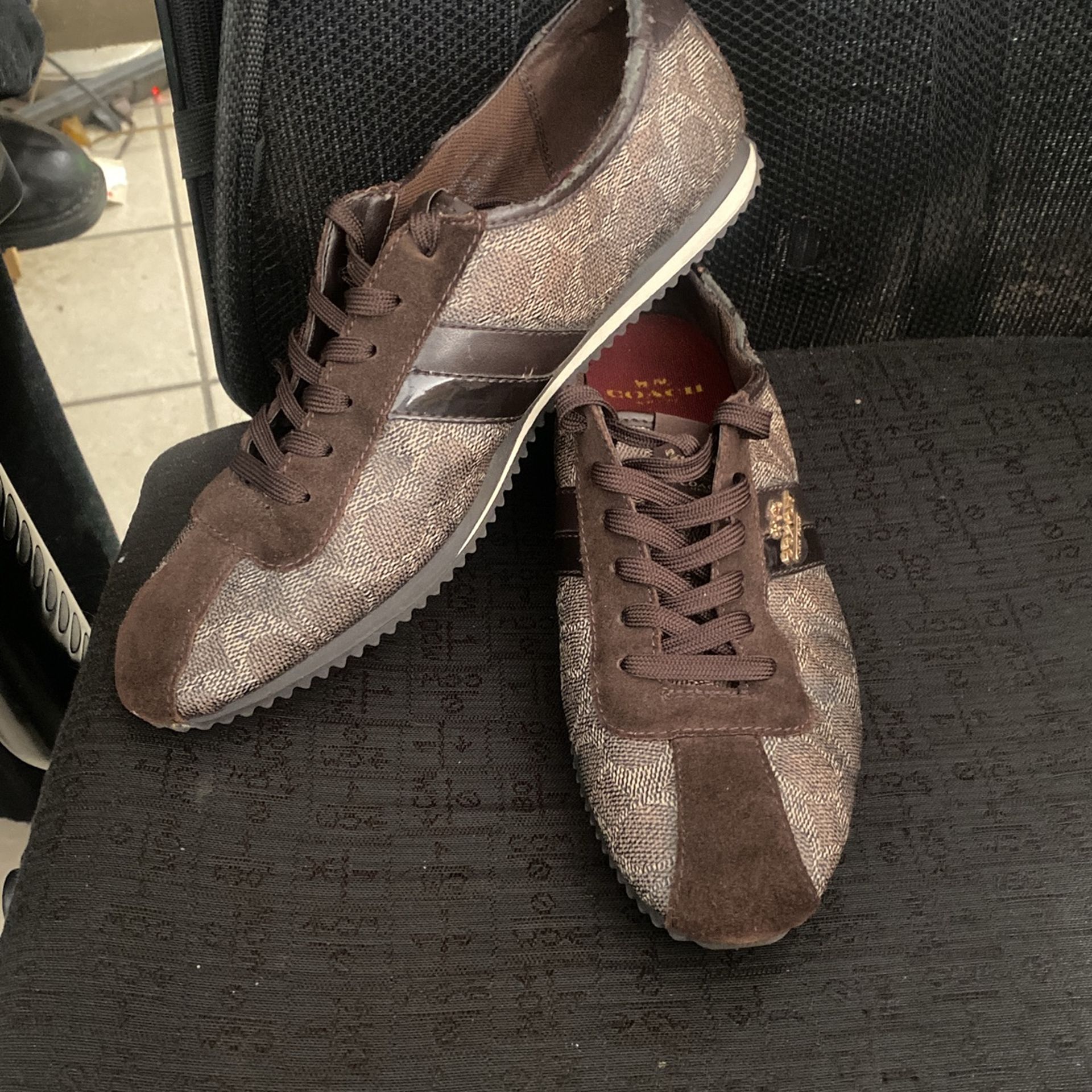 Coach Ladies Brown Leather Ivy Trainers Sneakers Size 10