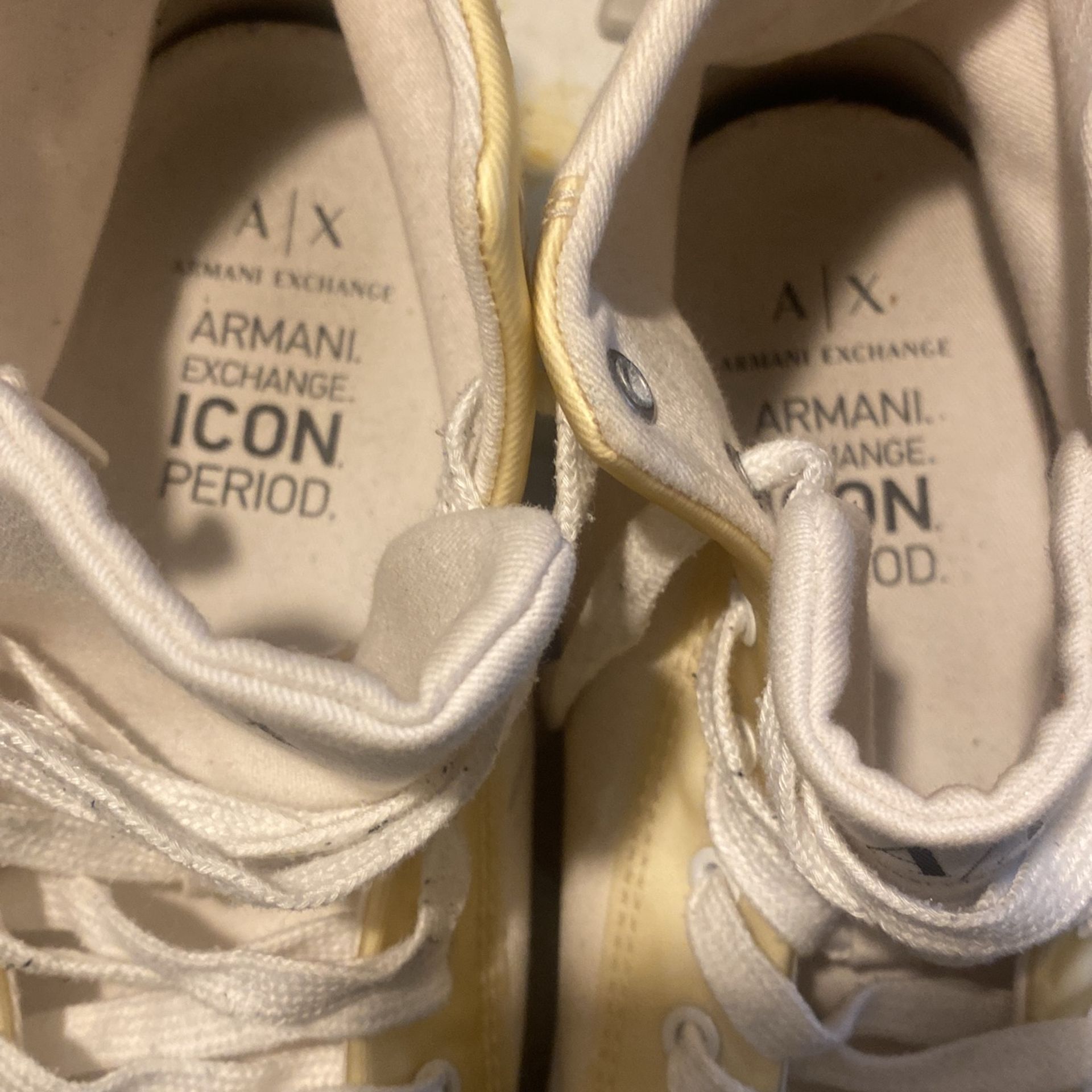 A/X Armani Exchange White Canvas/Leather Sneakers Sz 9 - photo 5
