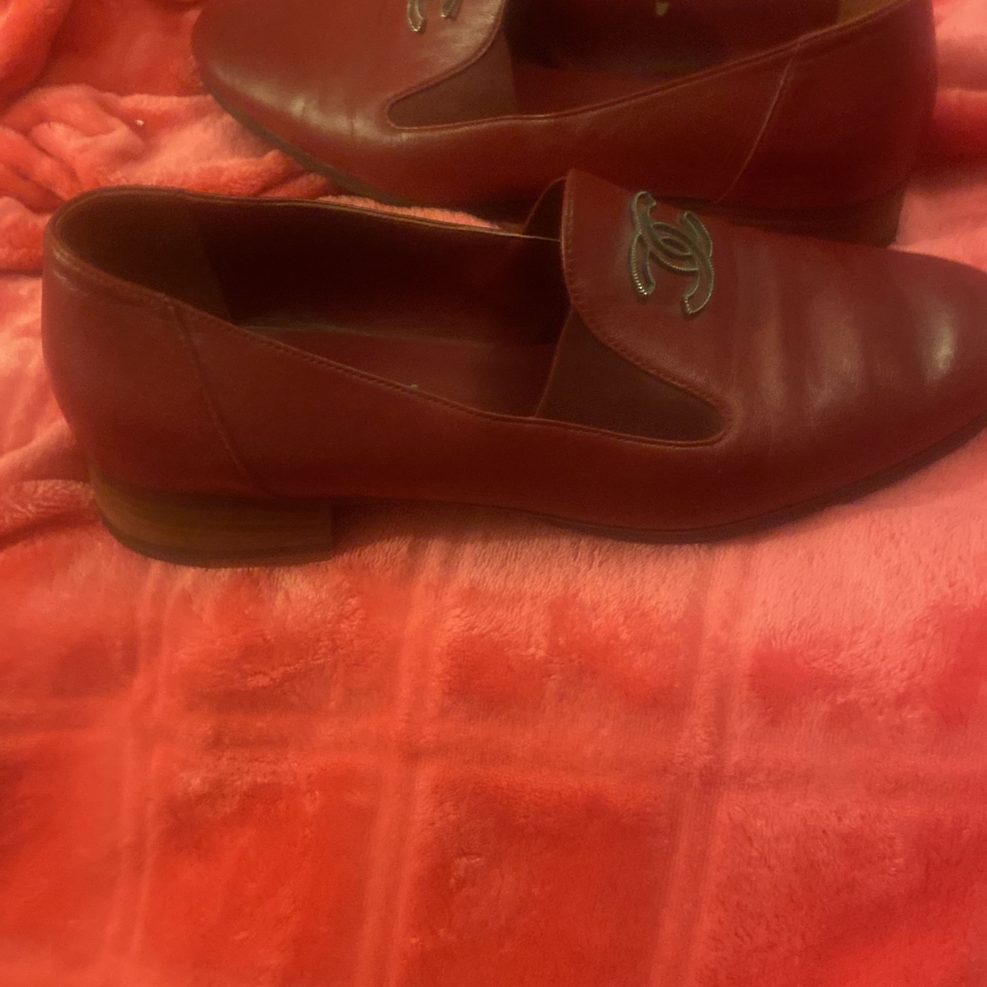 Ladies Chanel Shoes Burgundy Leather Loafers Slip On Sz 39.5 - photo 5
