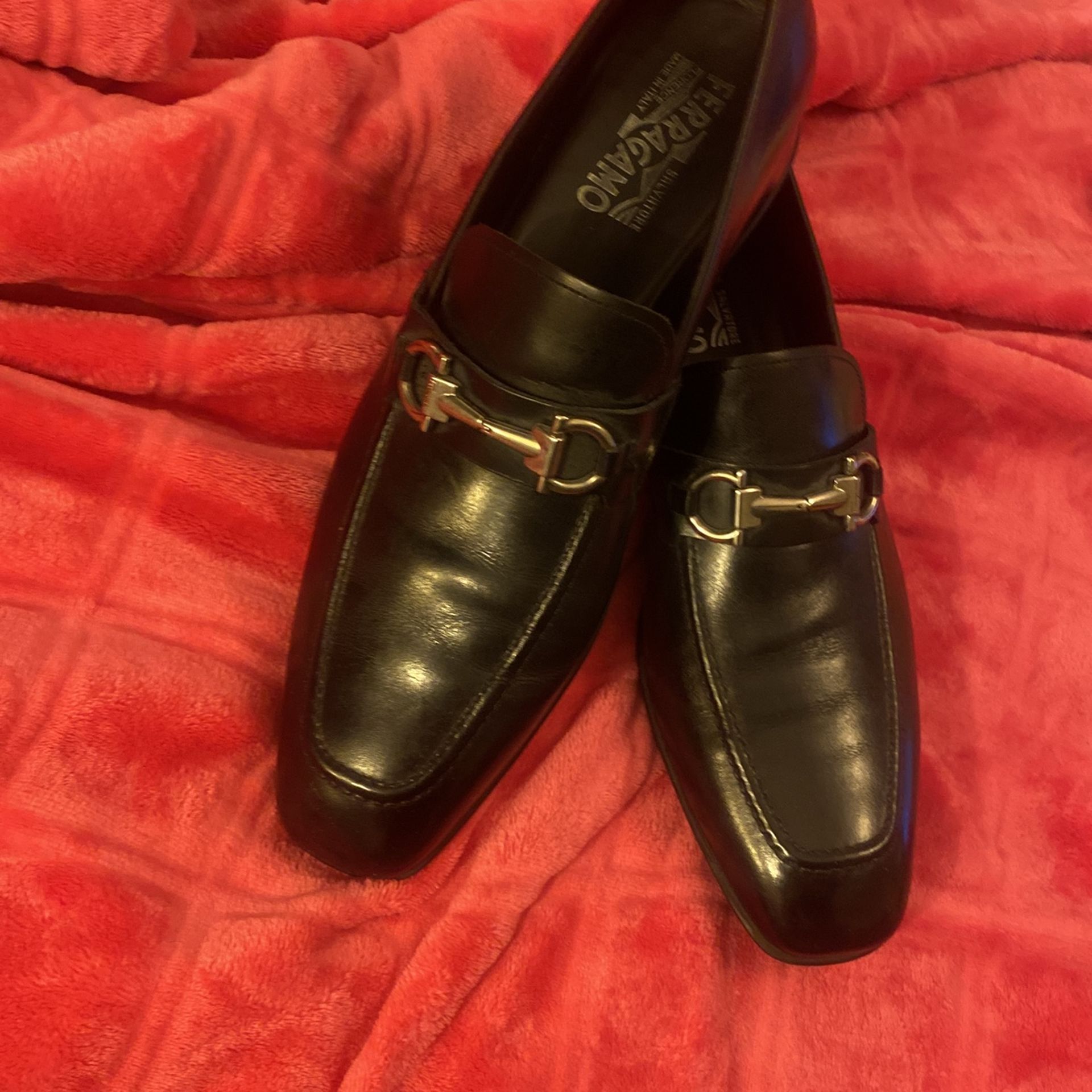 Men's Salvatore Ferragamo Black Leather Loafers Size 11