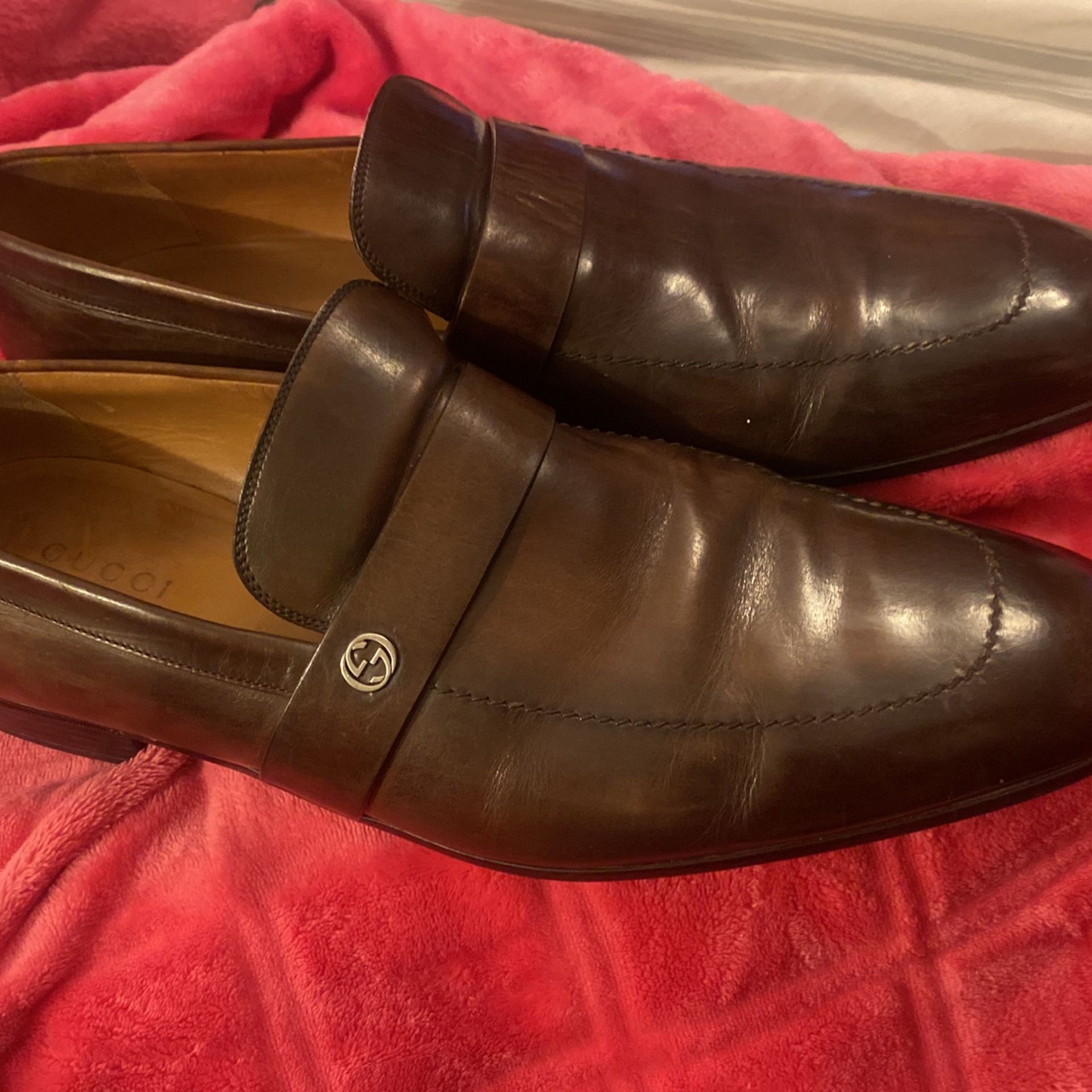 Men’s Gucci Shoes Brown Leather Loafers Dress Shoes Sz 11.5 - photo 2