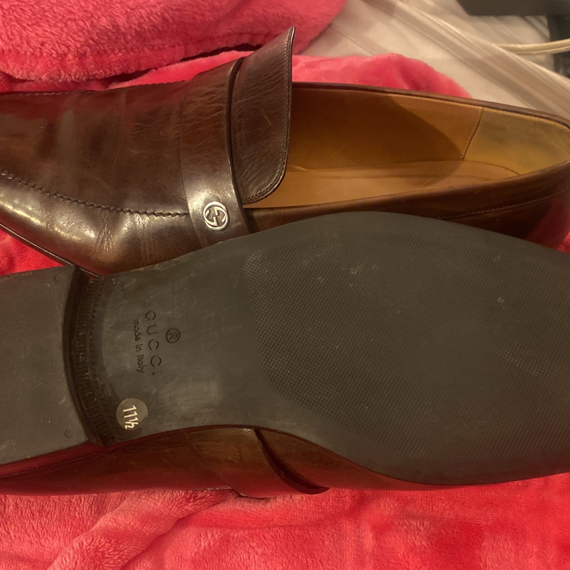 Men’s Gucci Shoes Brown Leather Loafers Dress Shoes Sz 11.5 - photo 5
