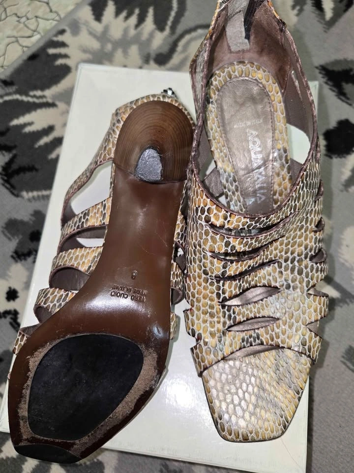 Women's Italian Leather Snake Print Sandals - Size 8 - photo 2