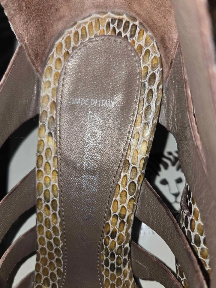Women's Italian Leather Snake Print Sandals - Size 8 - photo 5