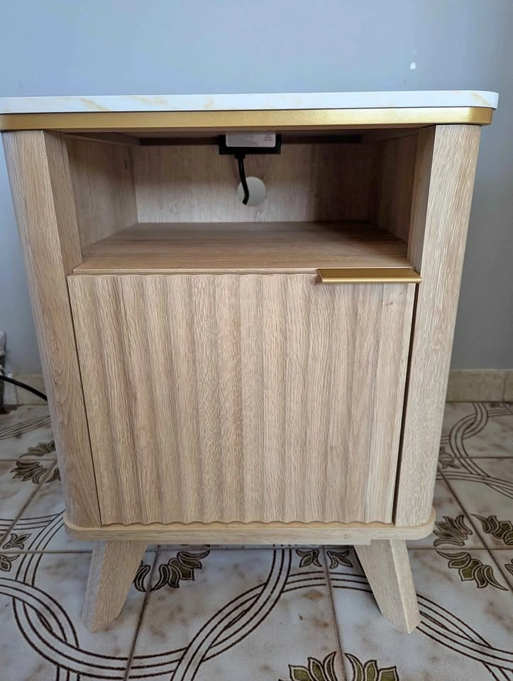New - Fluted Side Table with Plug