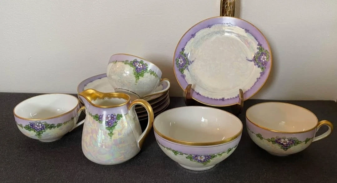 1920 Signed Hand Painted Nippon Luster Tea Set - photo 2