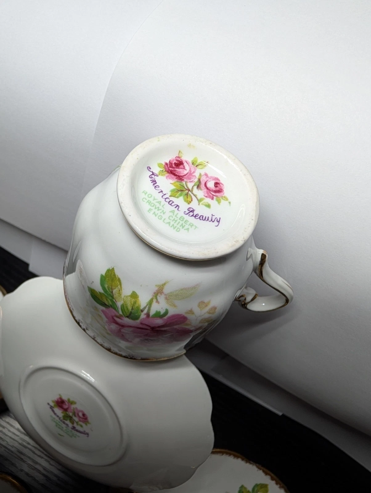 6 Pc Royal Albert American Beauty Mug & Saucer Set - 1920 - photo 5