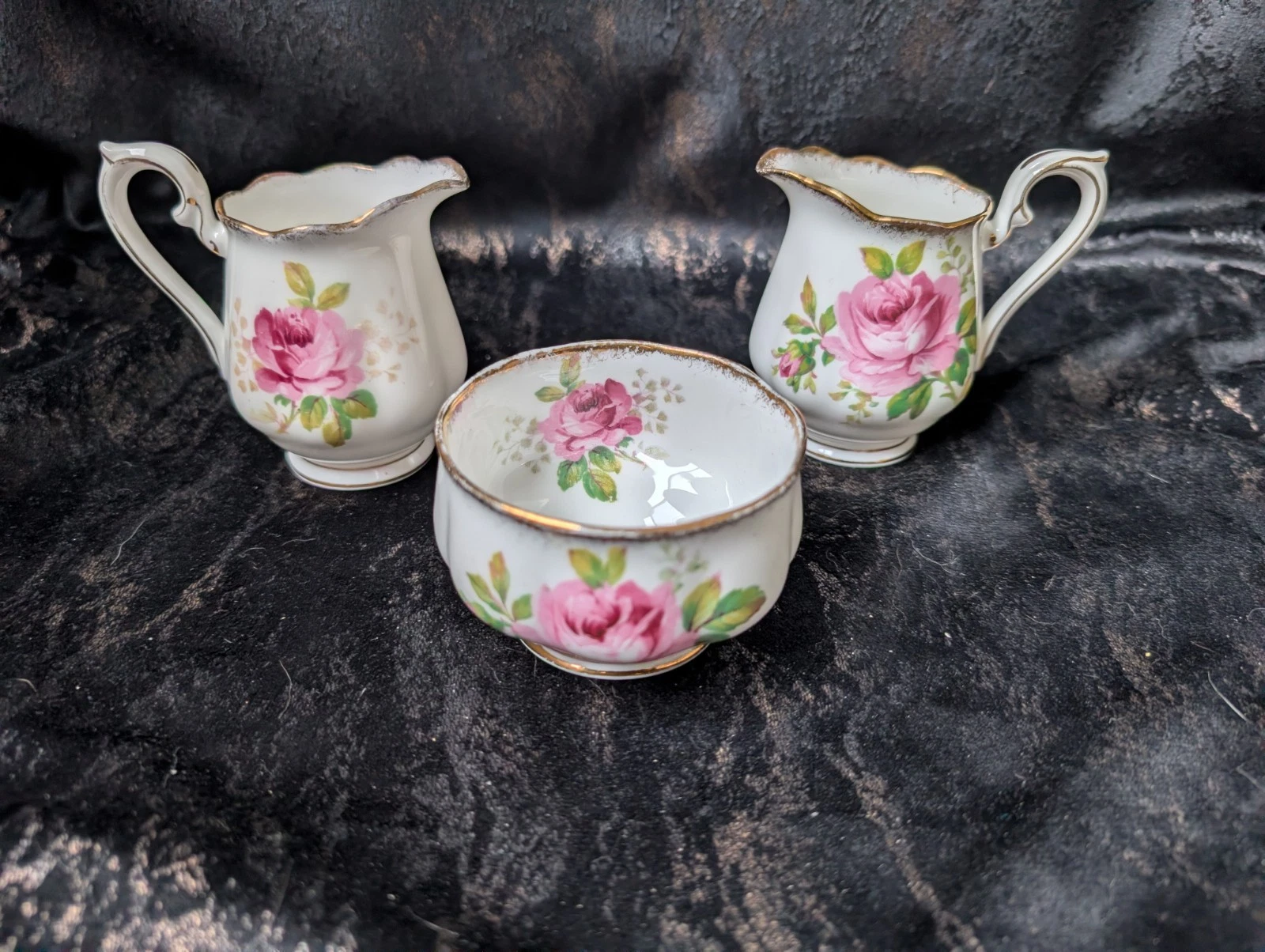Royal Albert American Beauty Sugar Bowl & Creamer Set England