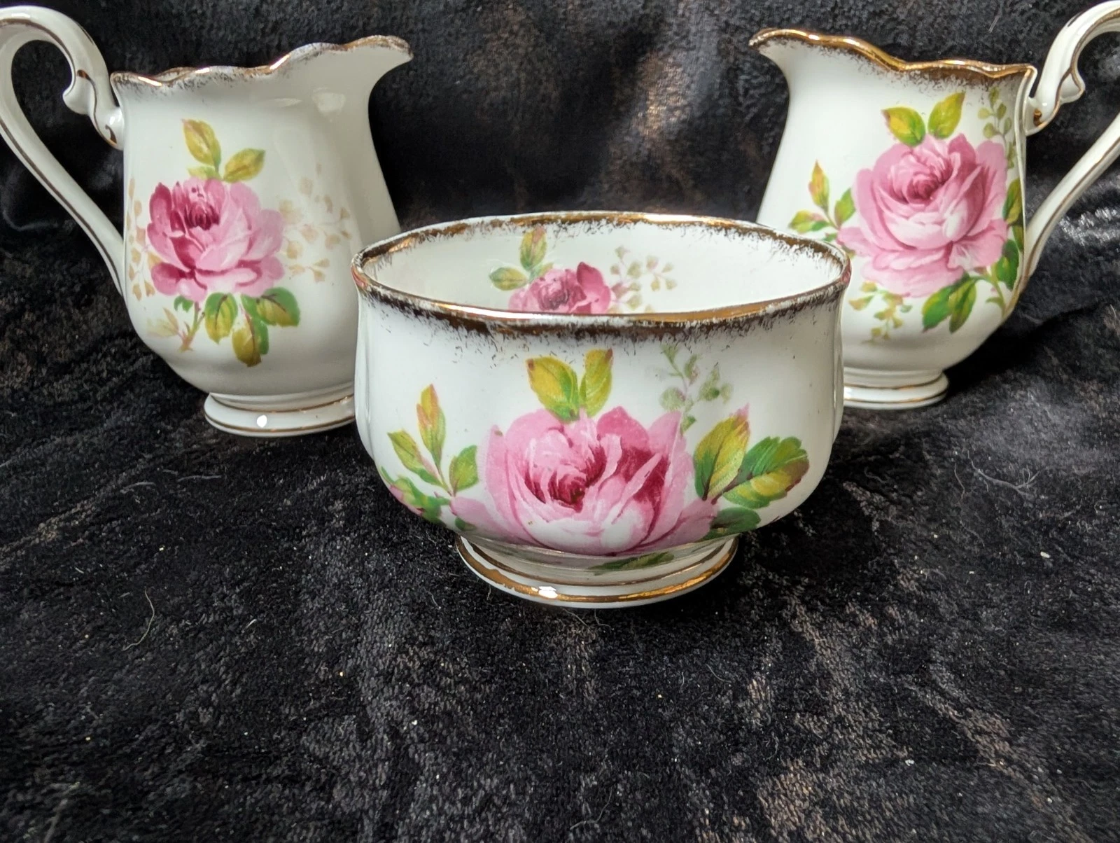 Royal Albert American Beauty Sugar Bowl & Creamer Set England - photo 2