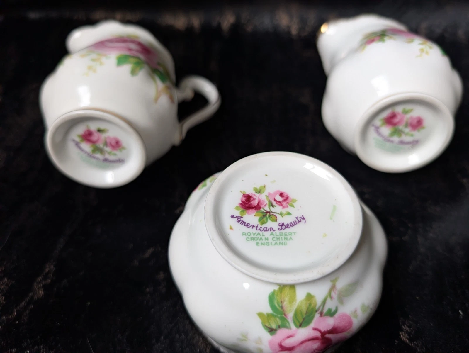 Royal Albert American Beauty Sugar Bowl & Creamer Set England - photo 4
