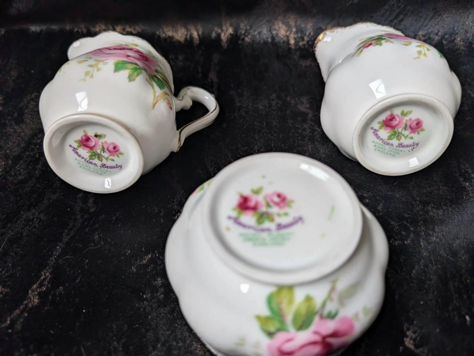 Royal Albert American Beauty Sugar Bowl & Creamer Set England - photo 5