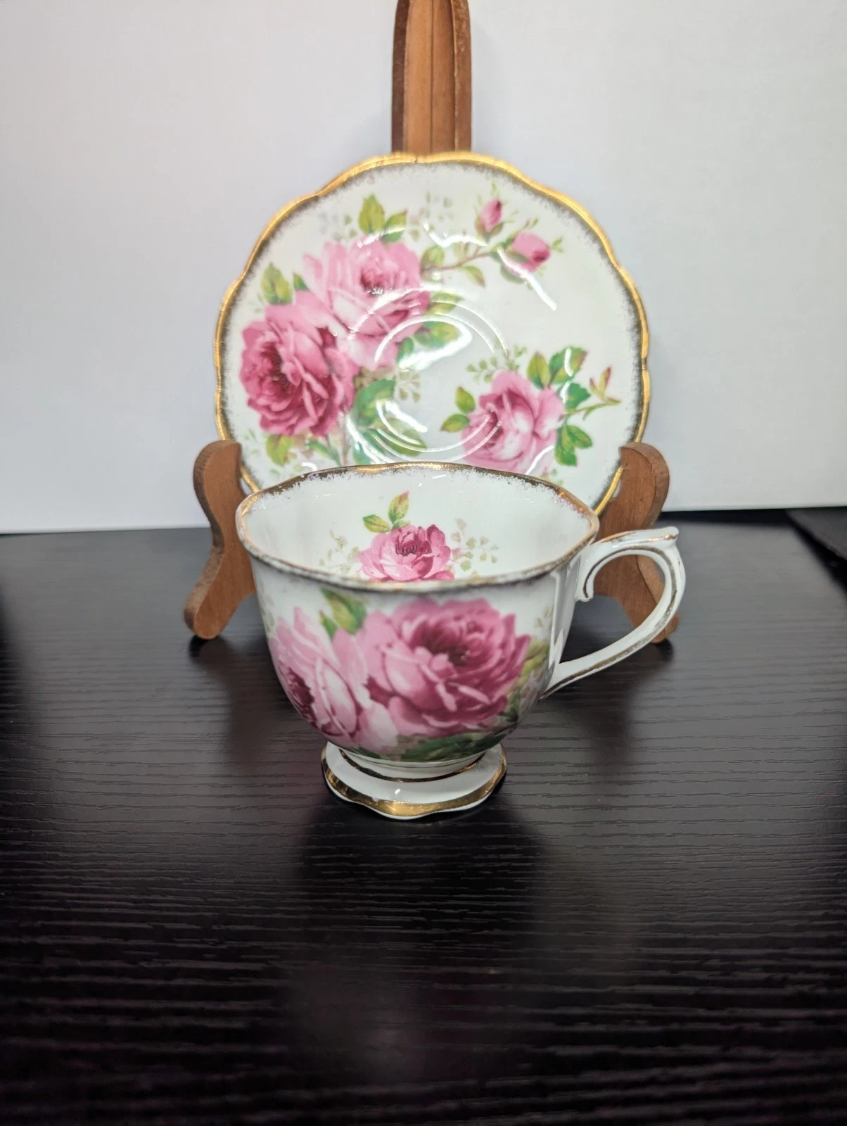 Antique Royal Albert American Beauty Cup and Saucer - photo 2