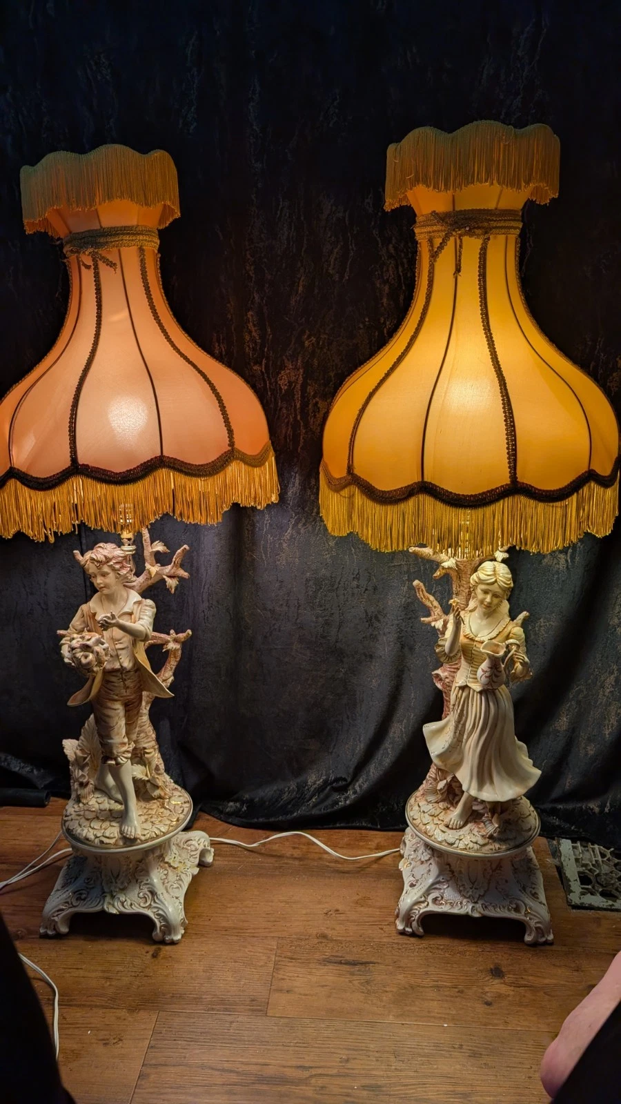 1964 AZZOLIN BROTHERS Italian Capodimonte Lamps (Set of 2)