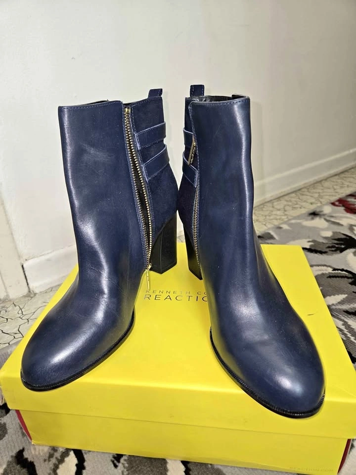 Women's Kenneth Cole Reaction Leather Boots, Navy, Size 10