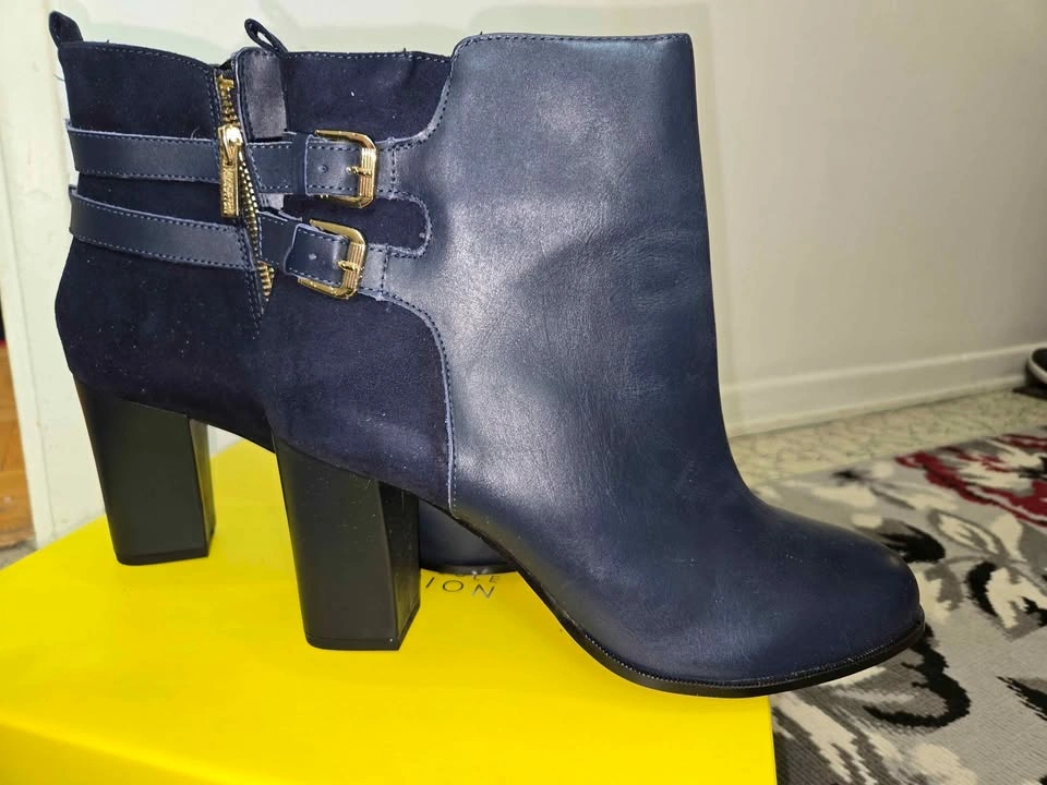 Women's Kenneth Cole Reaction Leather Boots, Navy, Size 10 - photo 2