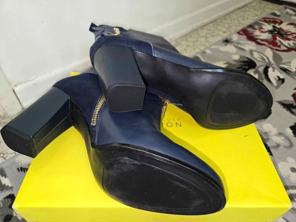 Women's Kenneth Cole Reaction Leather Boots, Navy, Size 10 - photo 4