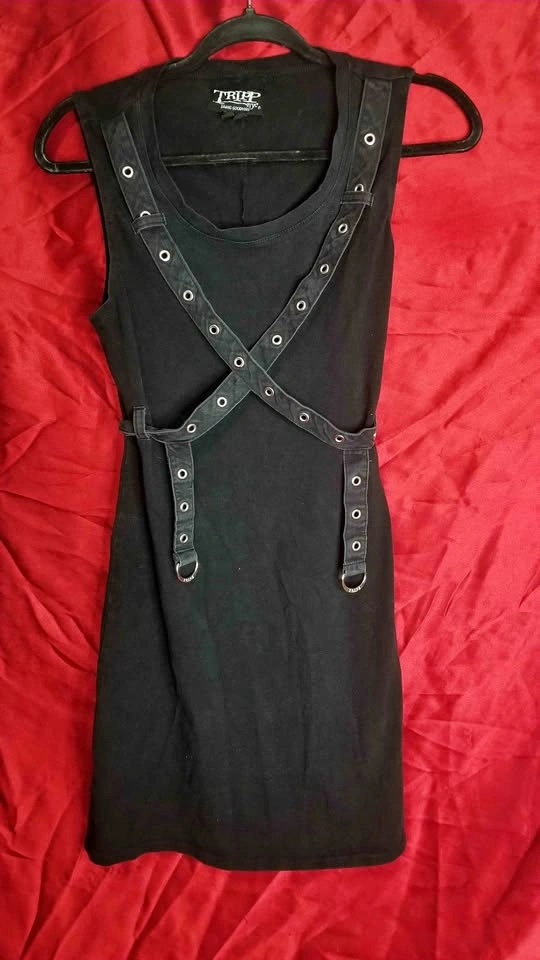 Tripp NYC Black Eyelet Strap Bondage Dress