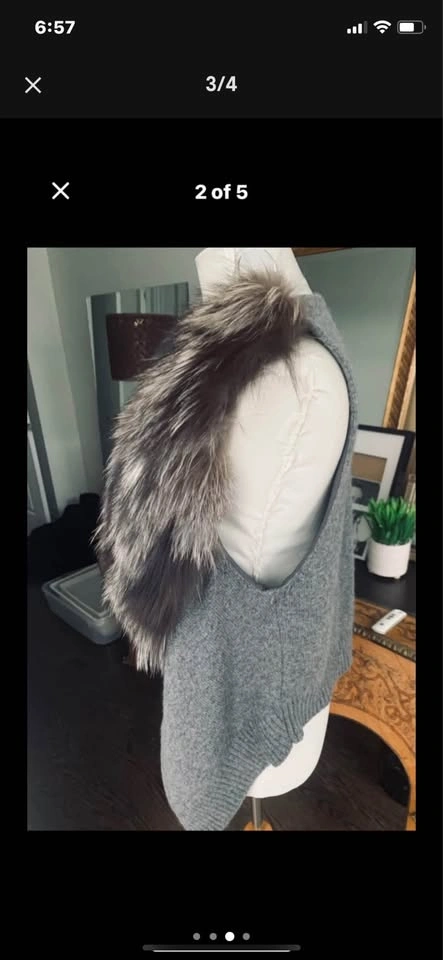 Silver FOX fur vest WOOL stunning luxurious - photo 3