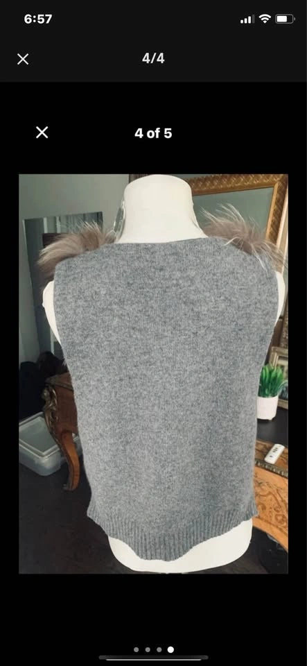 Silver FOX fur vest WOOL stunning luxurious - photo 4