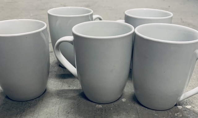 White Coffee Cups and Mugs - Set of 5