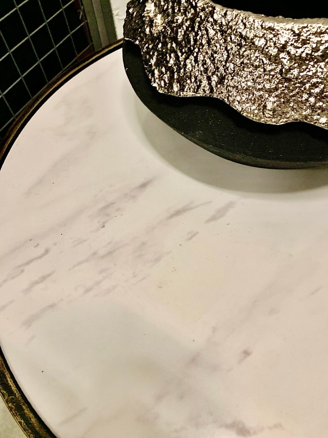 Art Deco Brass Marble Accent Table - Hollywood Style - photo 4
