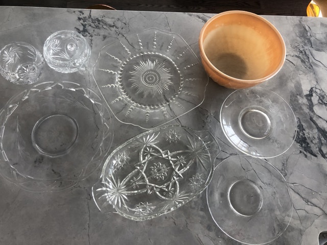 Antique Vintage Lead Crystal Cut Glass Bowls, Plates, Dishes