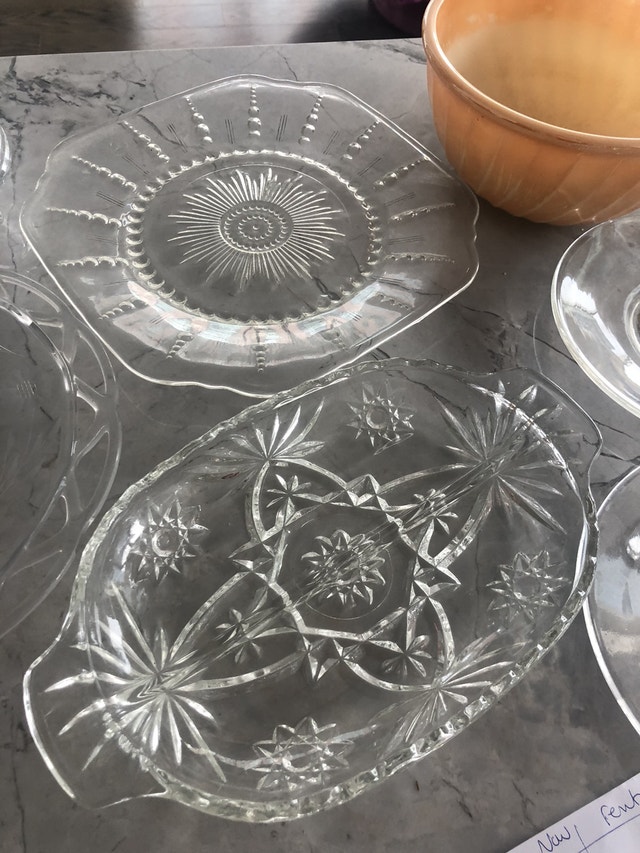 Antique Vintage Lead Crystal Cut Glass Bowls, Plates, Dishes - photo 3