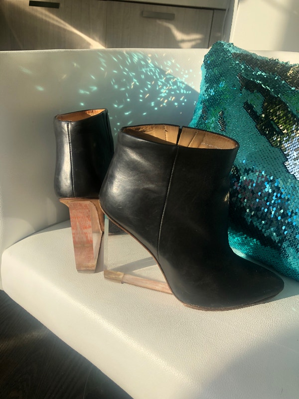 Moschino designer leather bootees