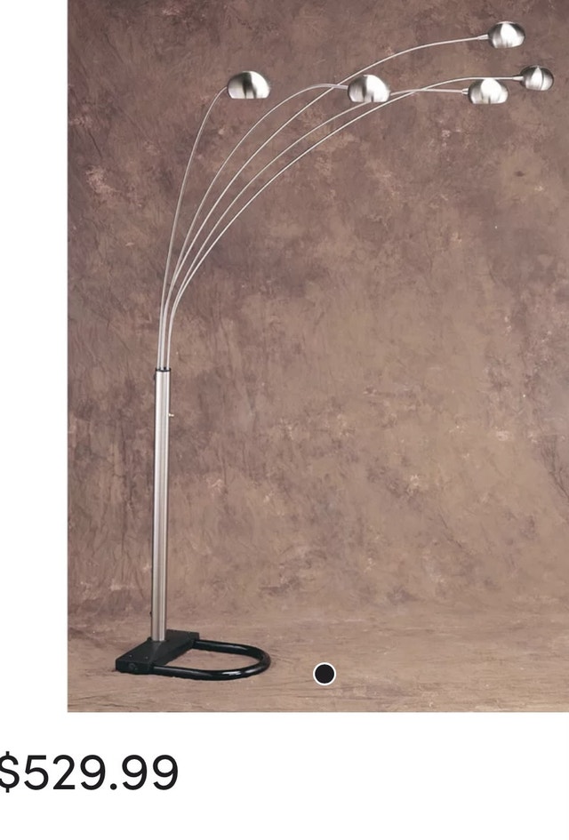 Retro MCM Floor Lamp - Stainless Steel, 5 Adjustable Lights