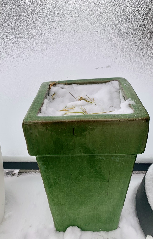 Ceramic planter, large, tall, indoor outdoor green glazed - photo 2