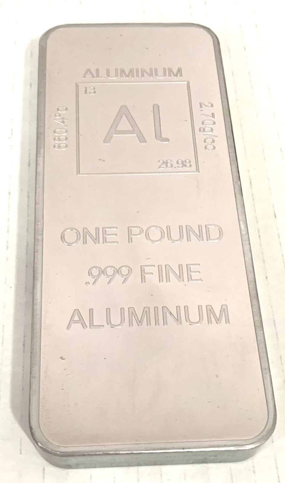 1 Pound .999 Fine Aluminum Bar
