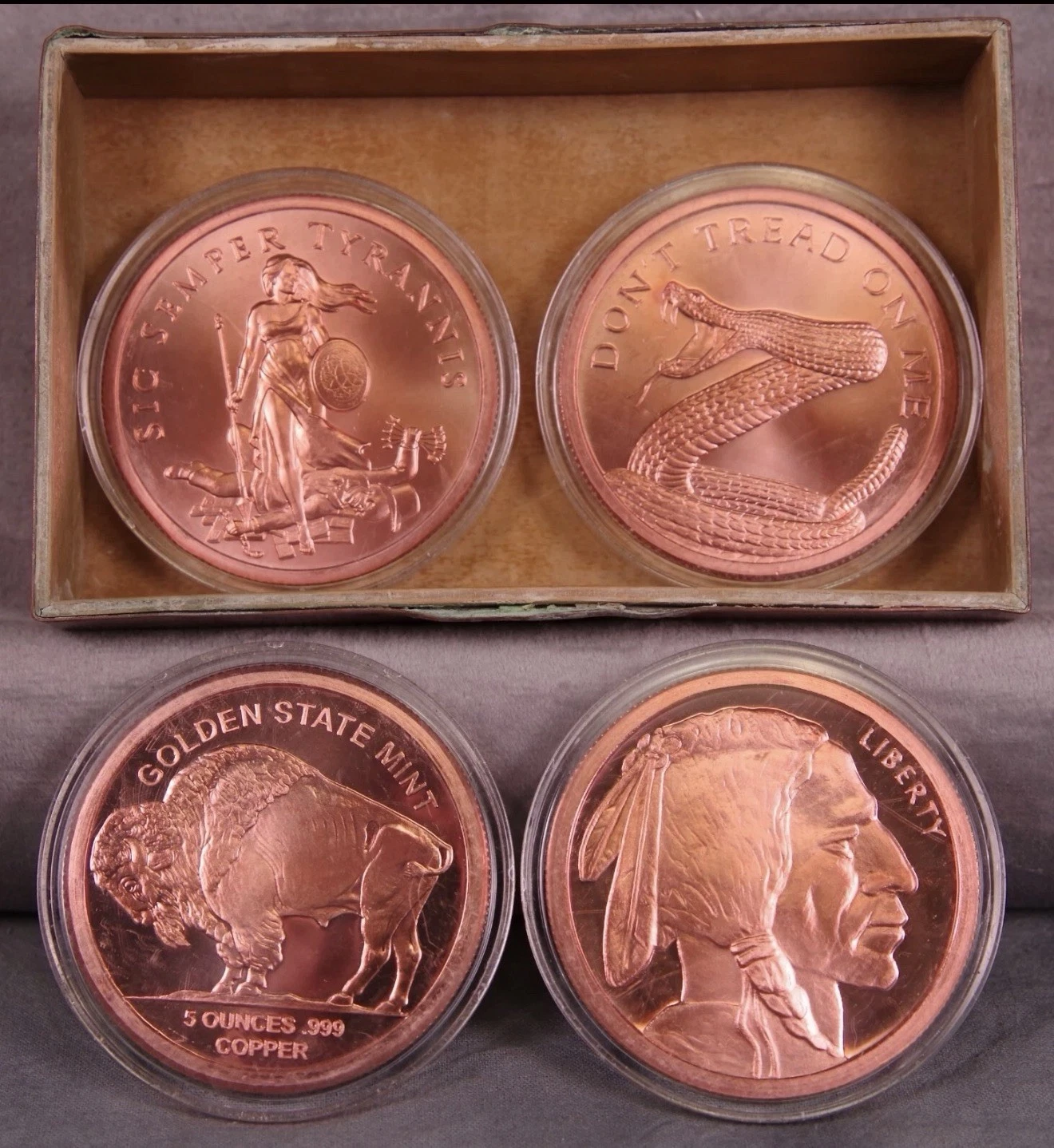 Copper Case and 4 Large Copper Coins - Golden State Mint - photo 3