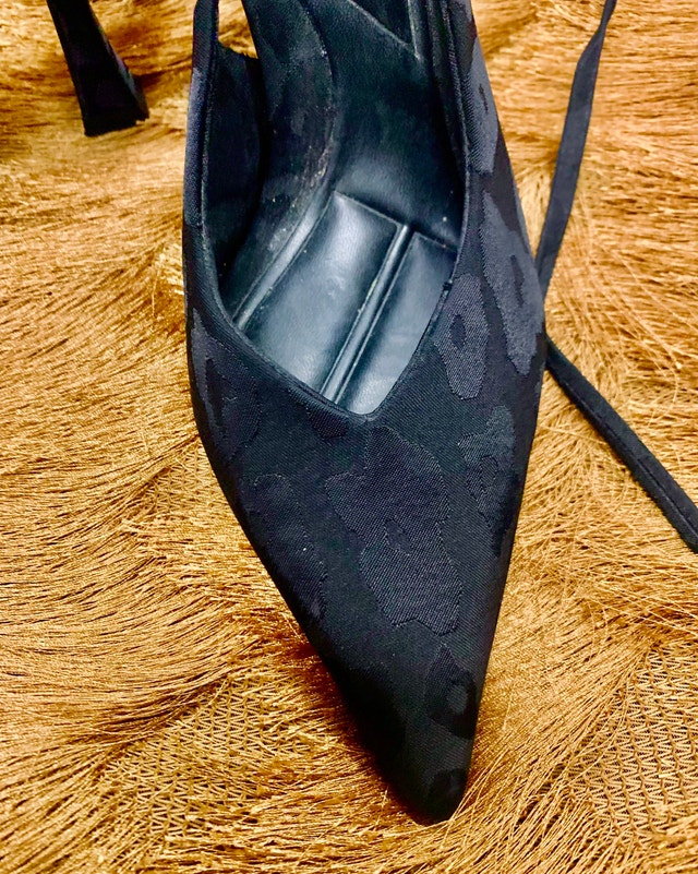 Zara Heels Ankle Ties Stilettos Satin Black Leopard - photo 4