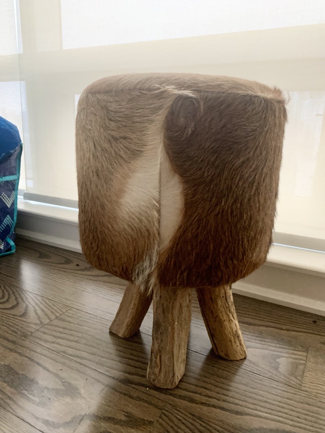 Fur Rustic Canadian Table, Footstool Decor