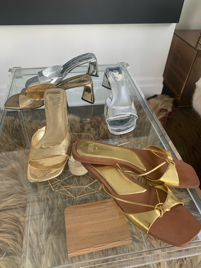 Zara Metallic Flats Size 39