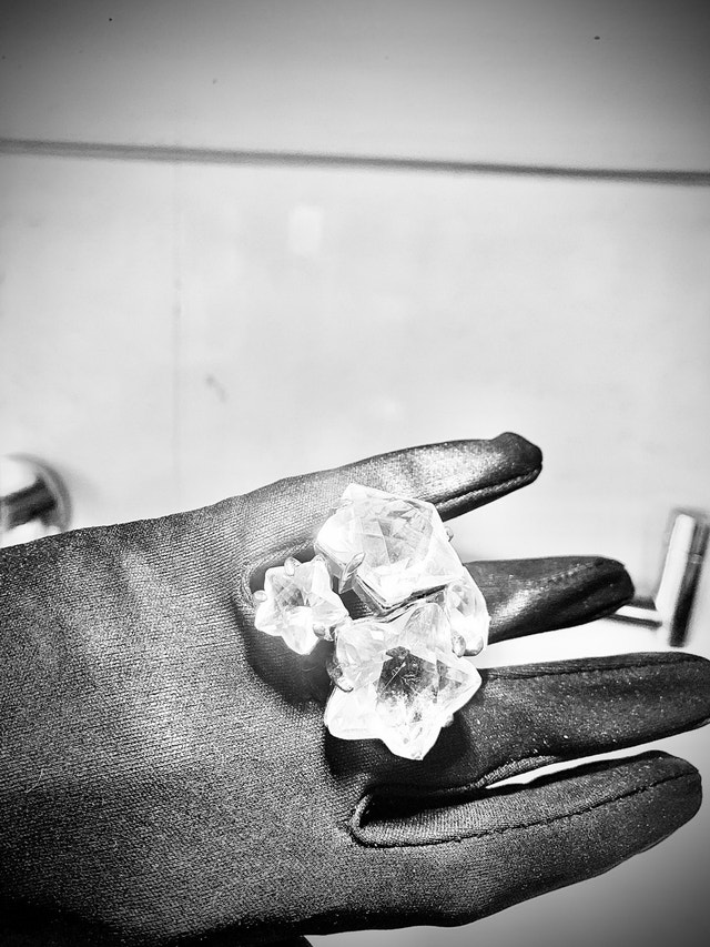 Cocktail ring crystal stars XXL Gems stainless steel