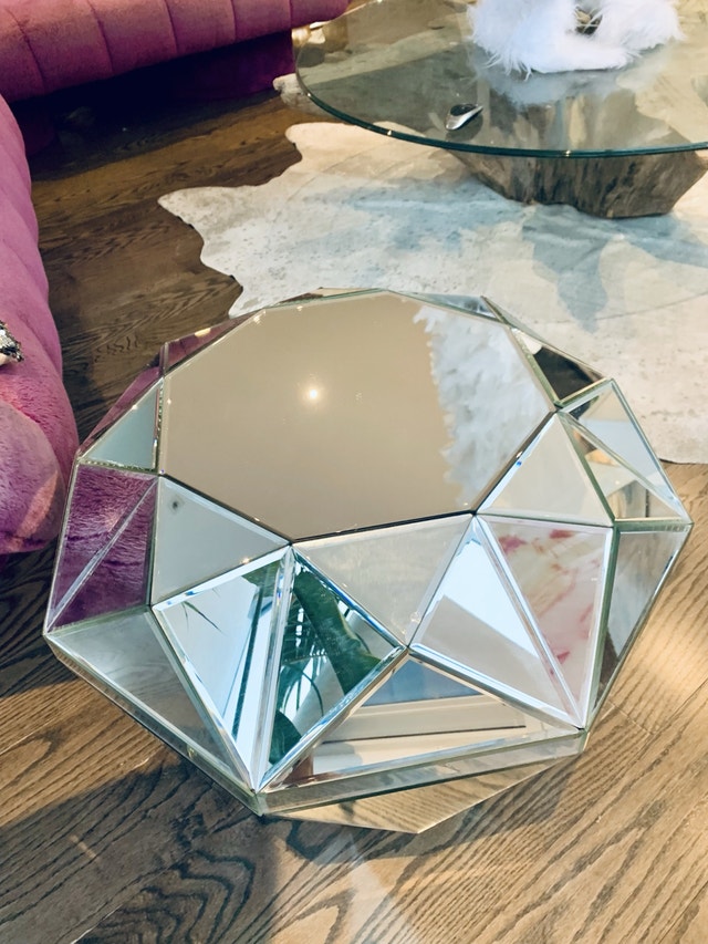 Mirrored Diamond Coffee Table / Bedside Table - Glam