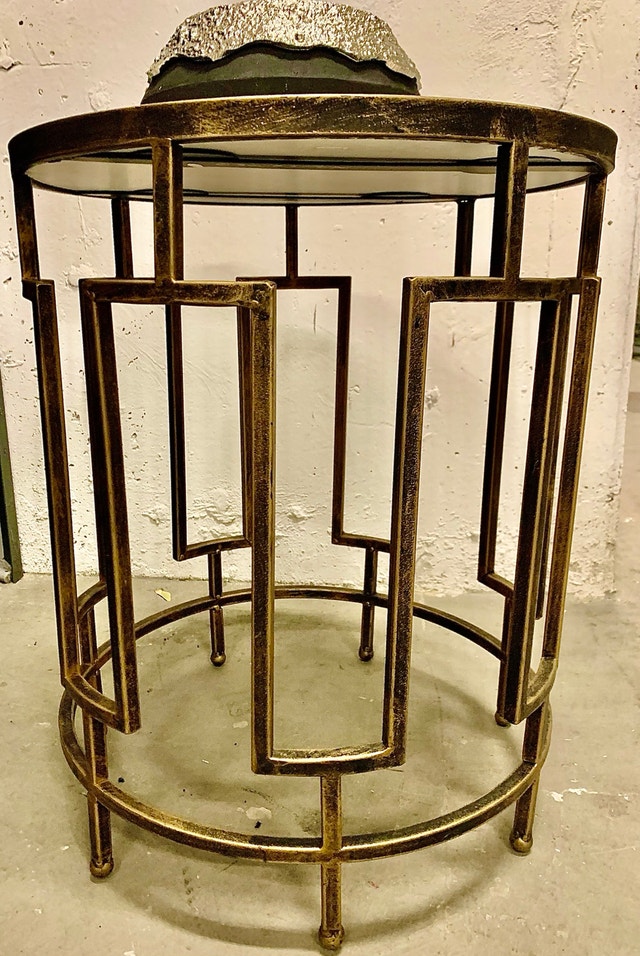 Art Deco Brass Marble Accent Table - Hollywood Style - photo 2