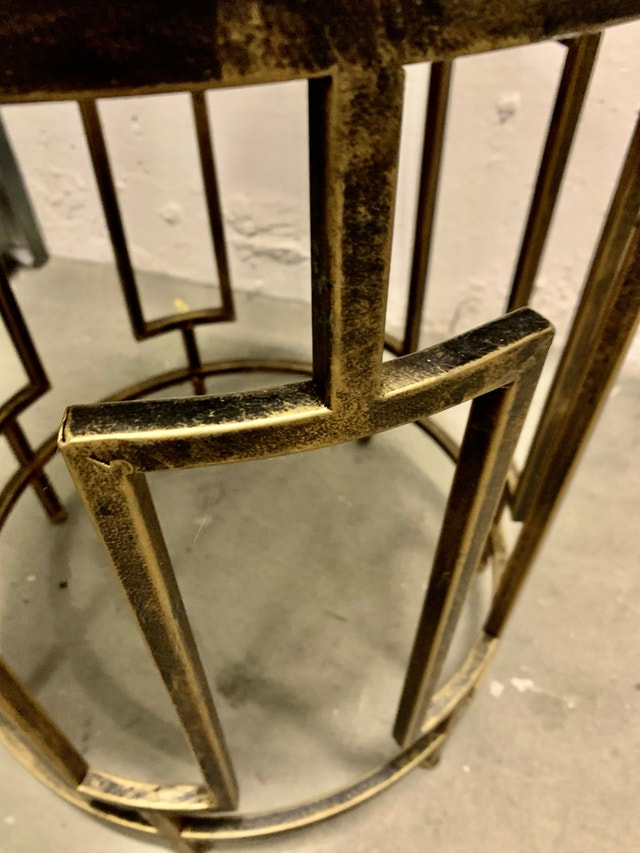 Art Deco Brass Marble Accent Table - Hollywood Style - photo 3