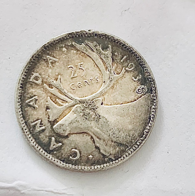 Old coin canadian quarter 25cents 1938 - photo 2
