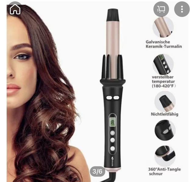 CURLING iron, hair, self rotating deluxe