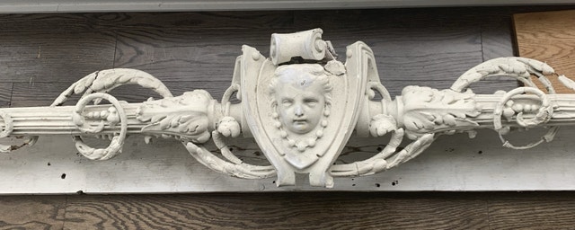 Large Antique French Carved Plaster Mirror Door Pediment