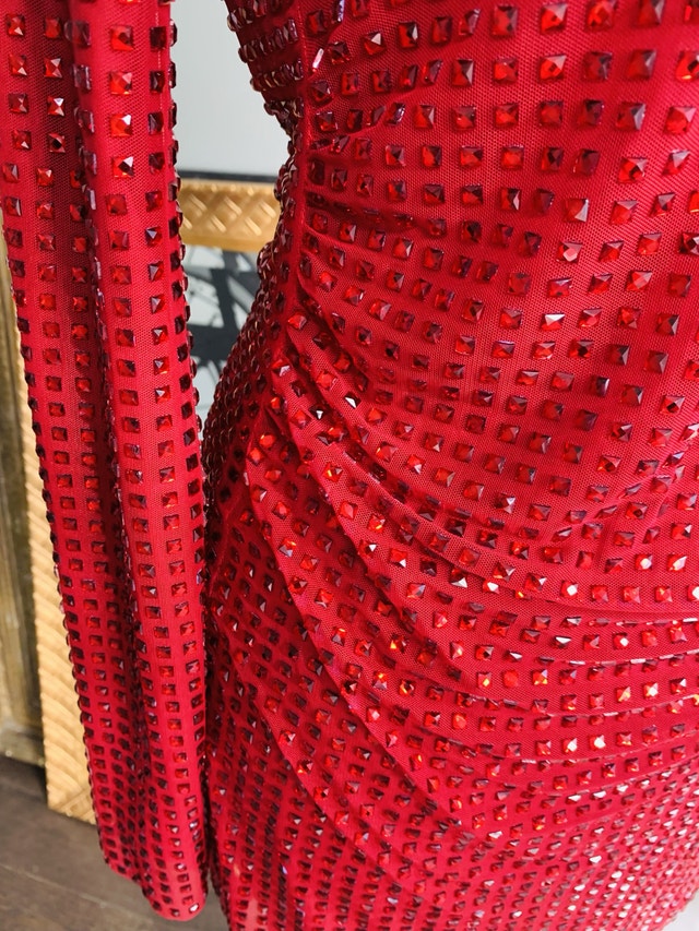 Crystal Gems Backless Red Dress - Extra Small - photo 2