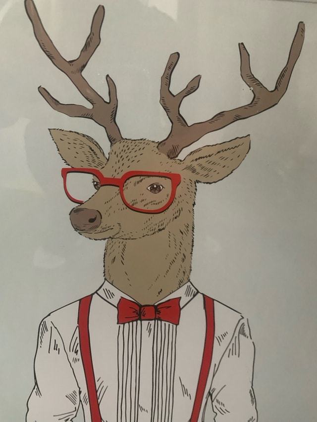 Framed Deer Man in Tuxedo Print - Large